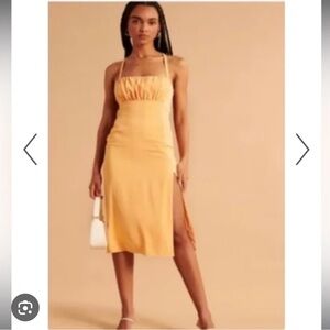 Abercrombie & fitch ruched midi dress NWT orange size medium